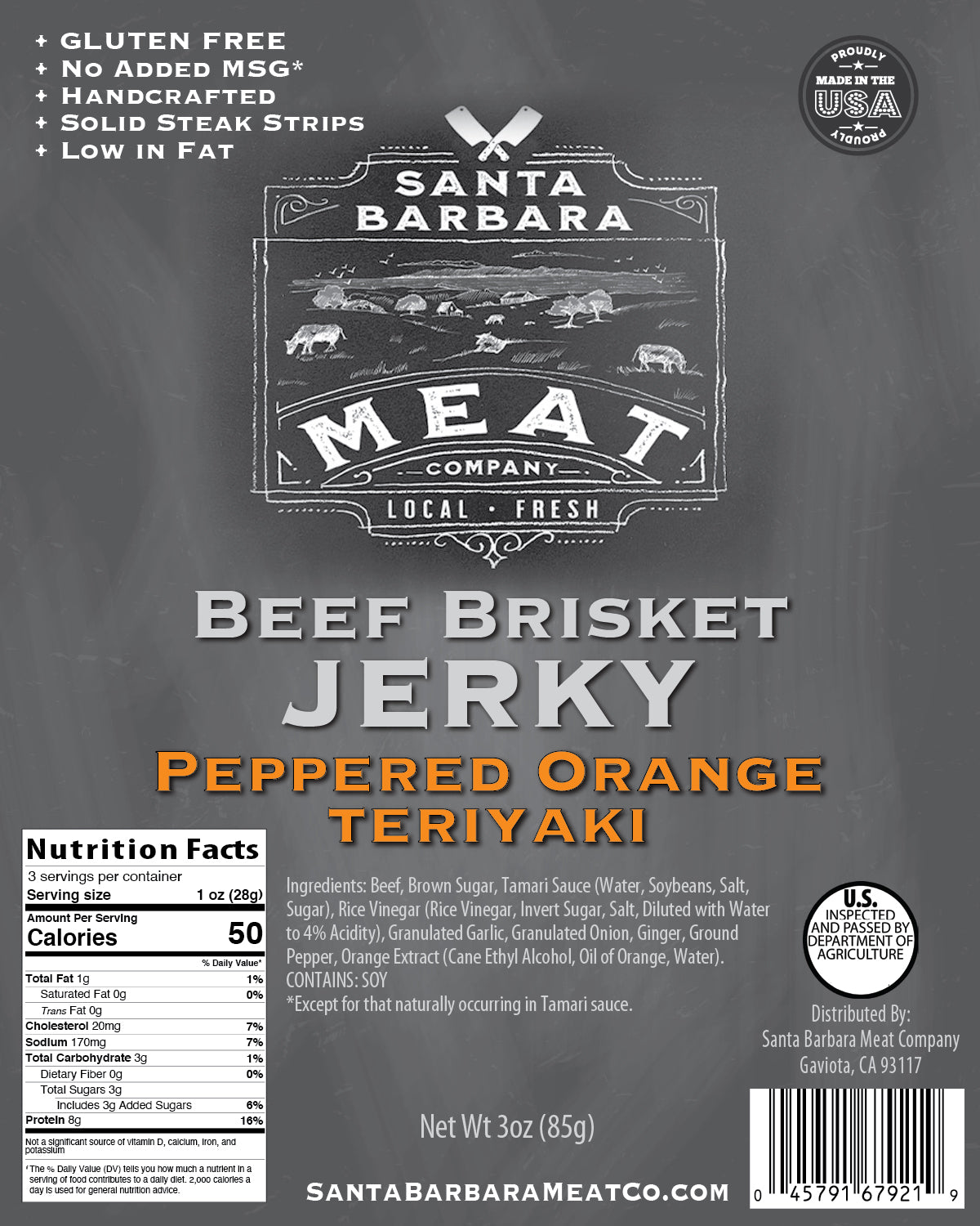 Beef Brisket Jerky - Peppered Orange Teriyaki