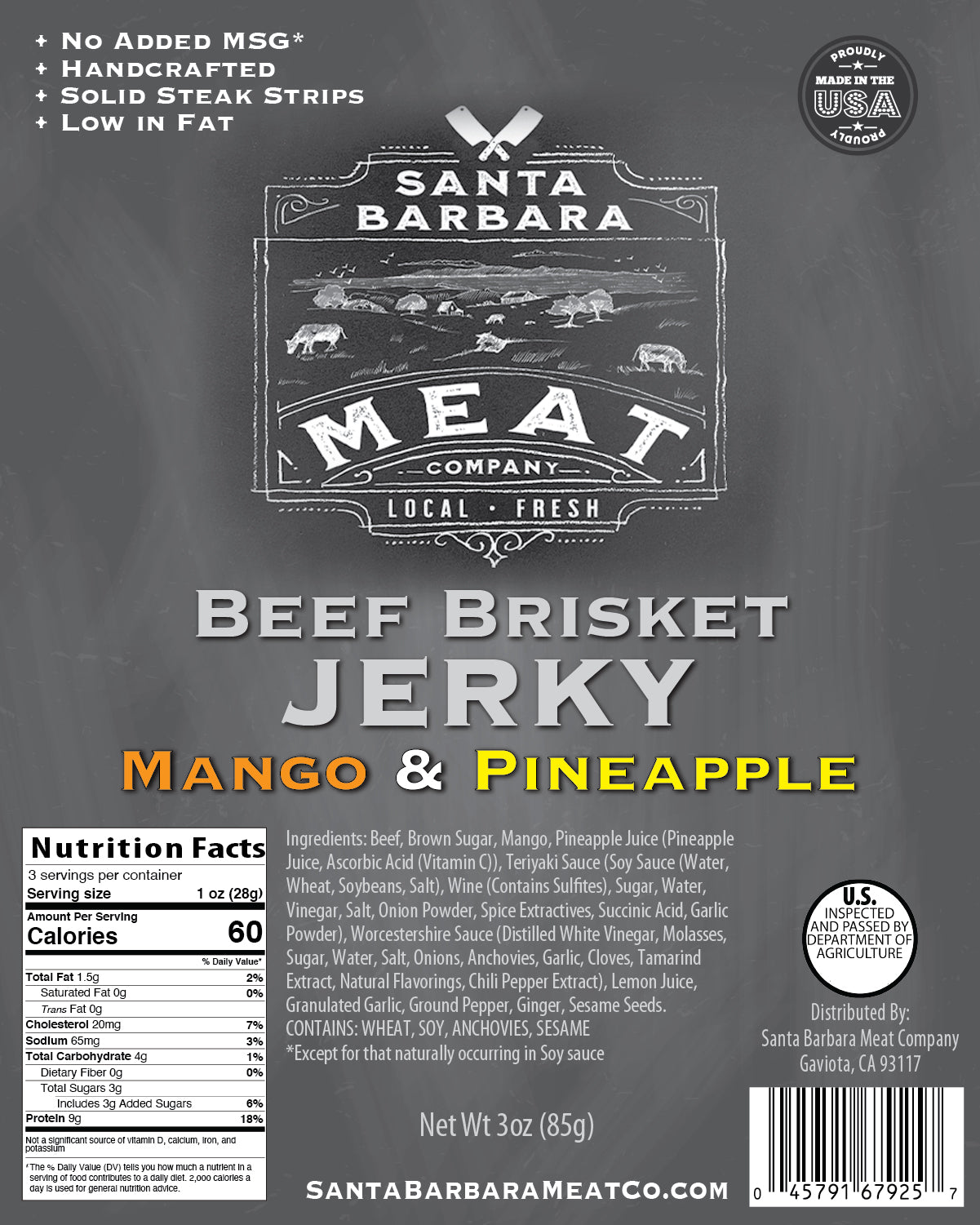 Beef Brisket Jerky - Mango and Pineapple Teriyaki